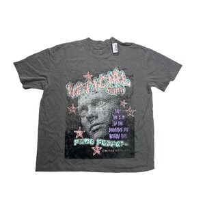 BoohooMAN Graphic T Shirt Charcoal Grey Face Print Limited Edition Size‎ S